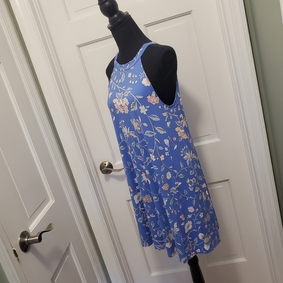 LOFT Floral Cutout Back Halter Swing Knit Dress Size Petite Medium - Picture 6 of 11
